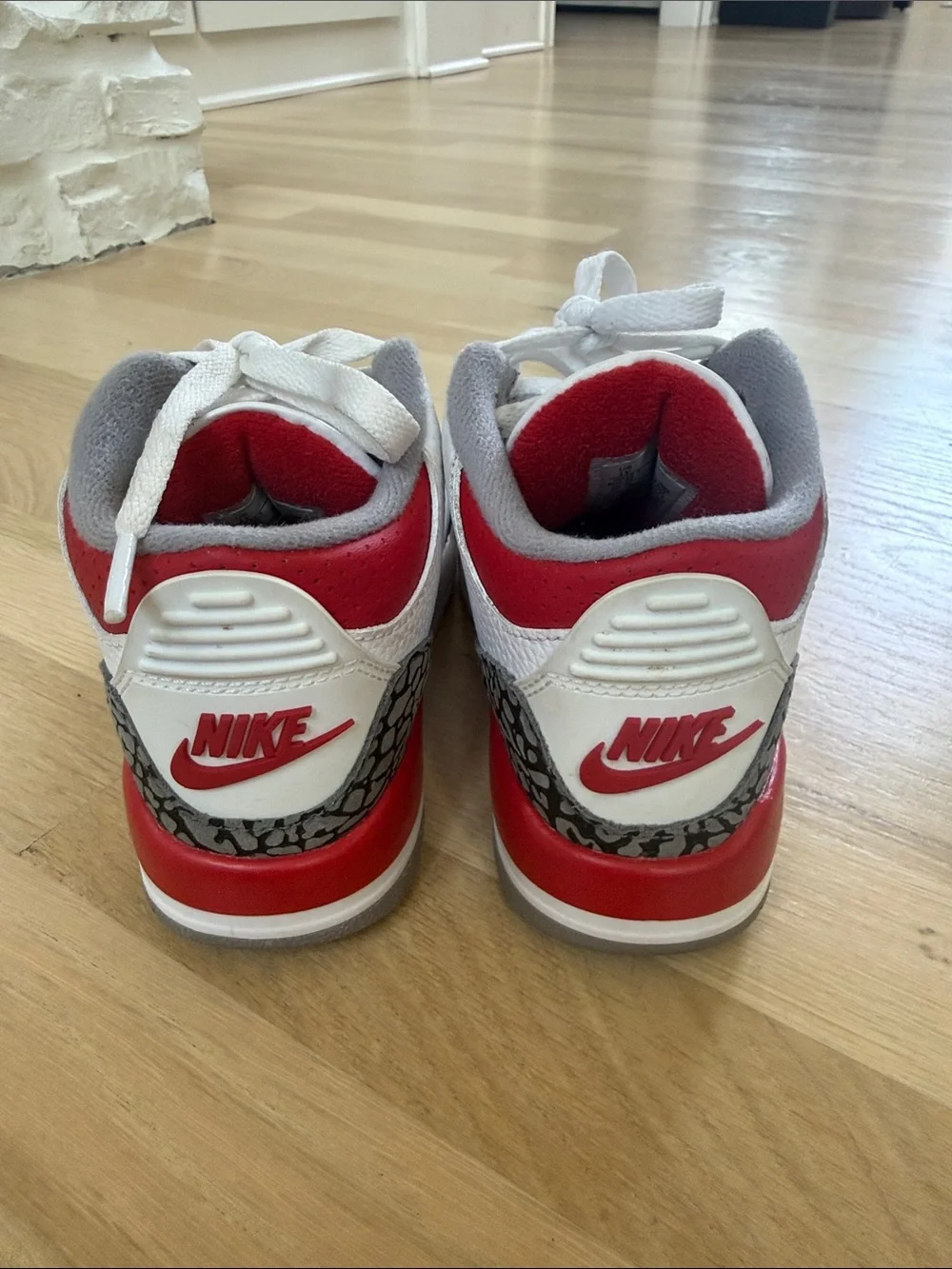 Jordan Kids White and Red Retro Basketball Sneakers